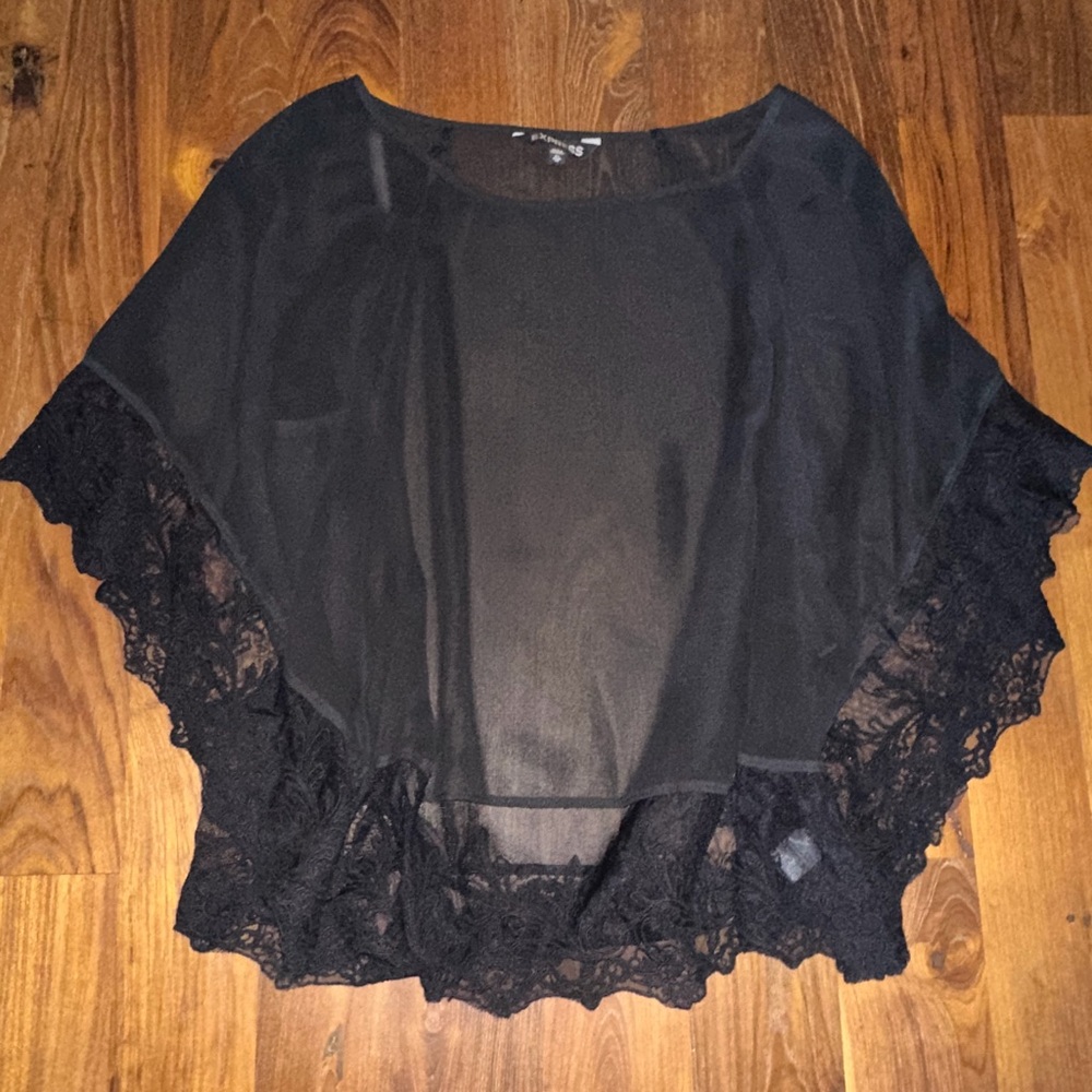 Express Women’s Black Sheer Top Size XS